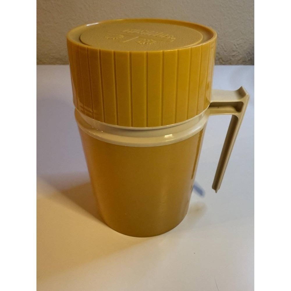 Vintage Retro Mustard Yellow 10 Oz Thermos Hot or Cold Food Container Model 7002